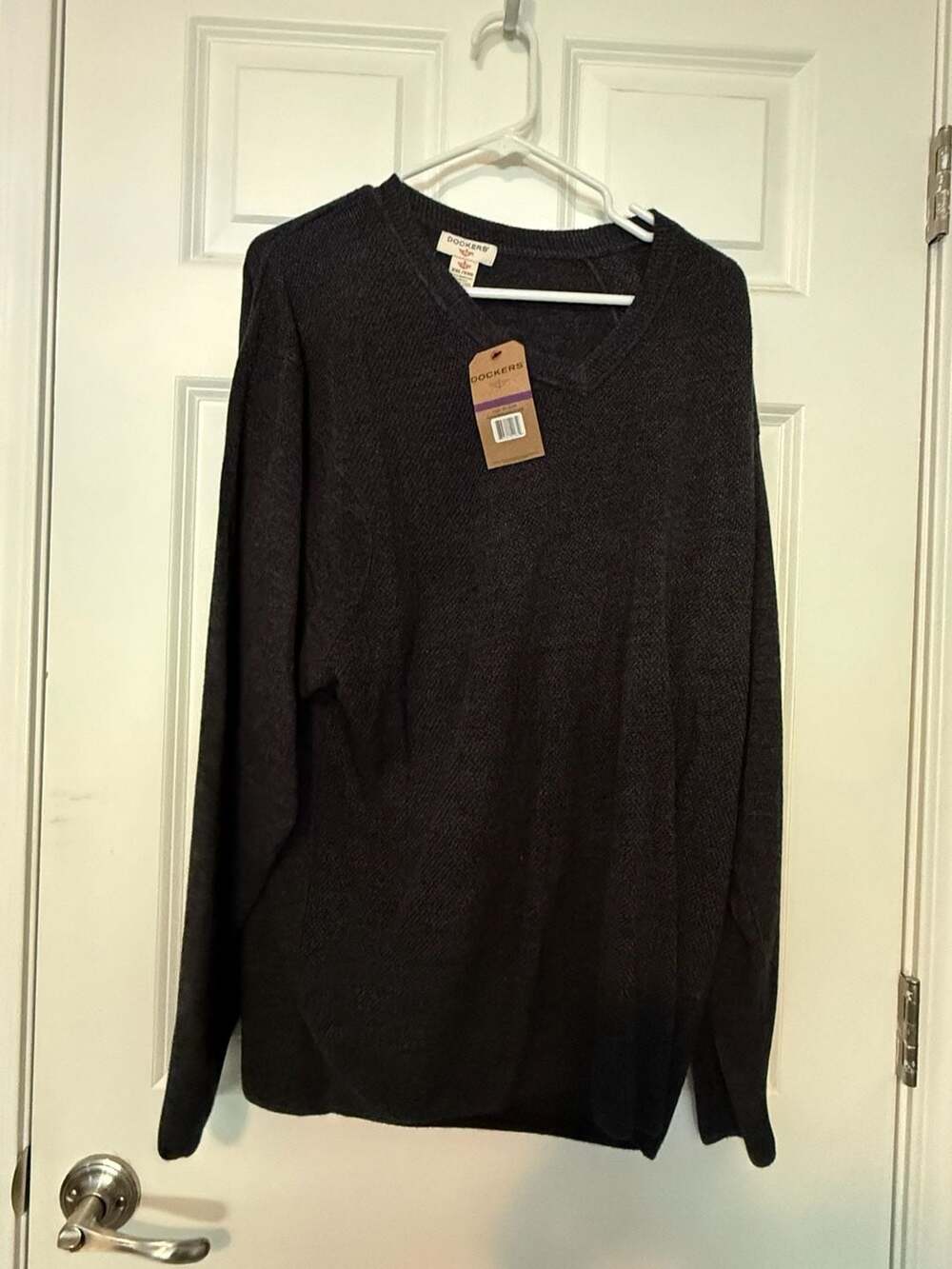 NWT Dockers Men's Shale Heather V-Neck Acrylic Sweater, Size XXL